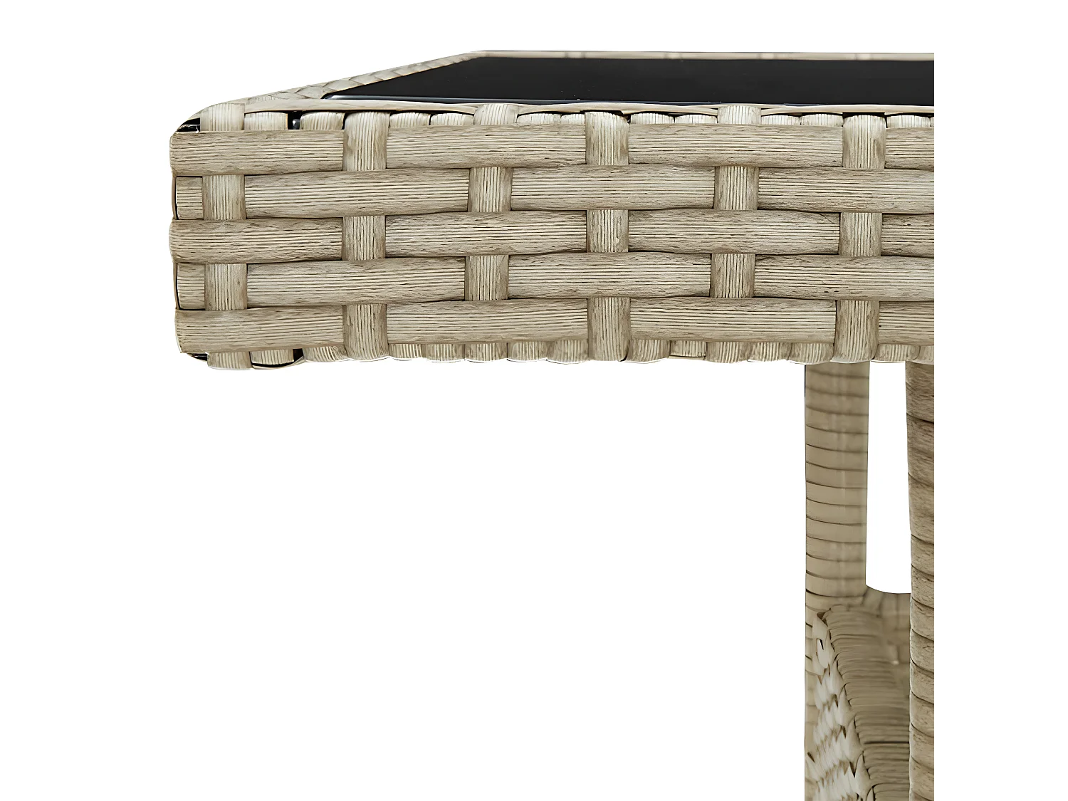 Iver  Garten-Esstisch Beige Poly Rattan und Glas