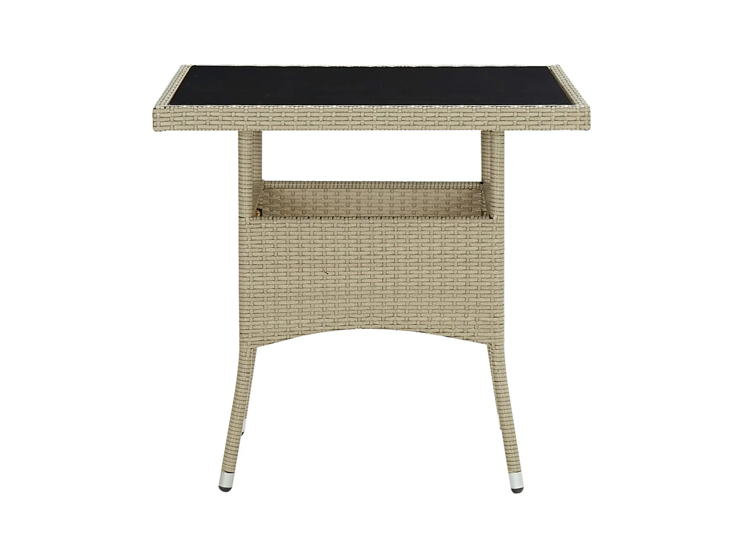 Iver  Table à dîner d'extérieur Beige Résine tressée et verre