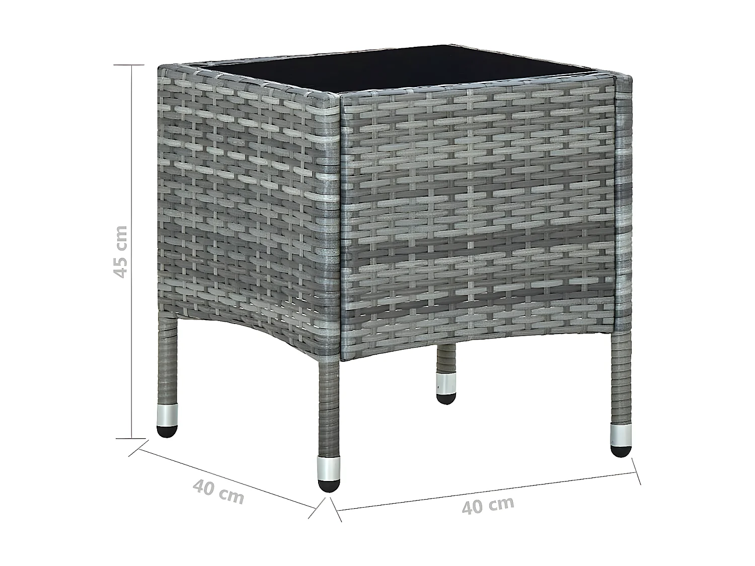 Emilie-Jean  Table de jardin Gris 40x40x45 cm Résine tressée