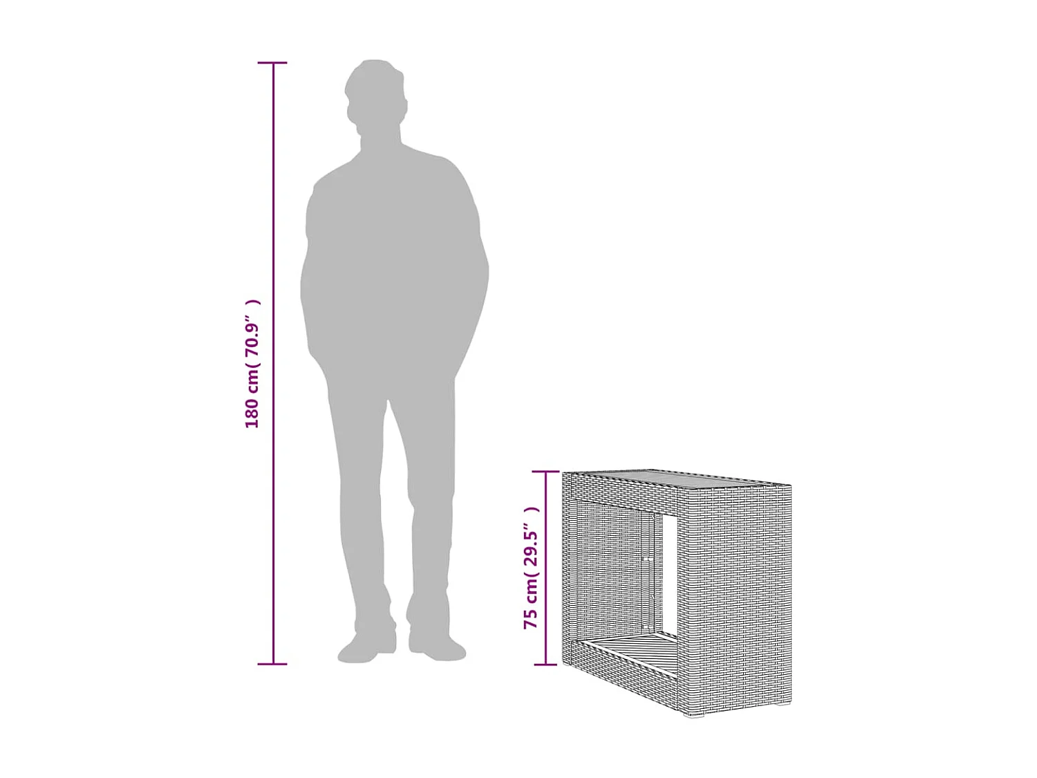 Kävlinge  Tuinbijzettafel met houten blad 100x40x75 cm poly rattan beige