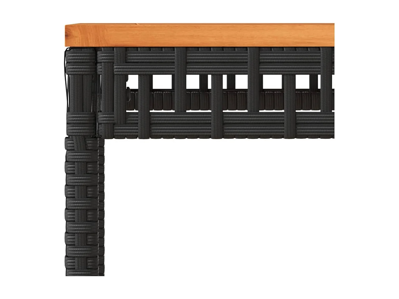 Ilaena  Gartentisch Schwarz 38x38x42 cm Poly Rattan Akazienholz