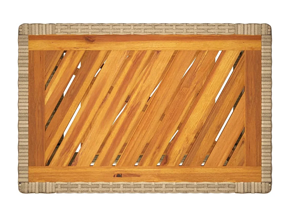 Kävlinge  Mesa auxiliar jardín tapa madera ratán PE beige 60x40x75 cm