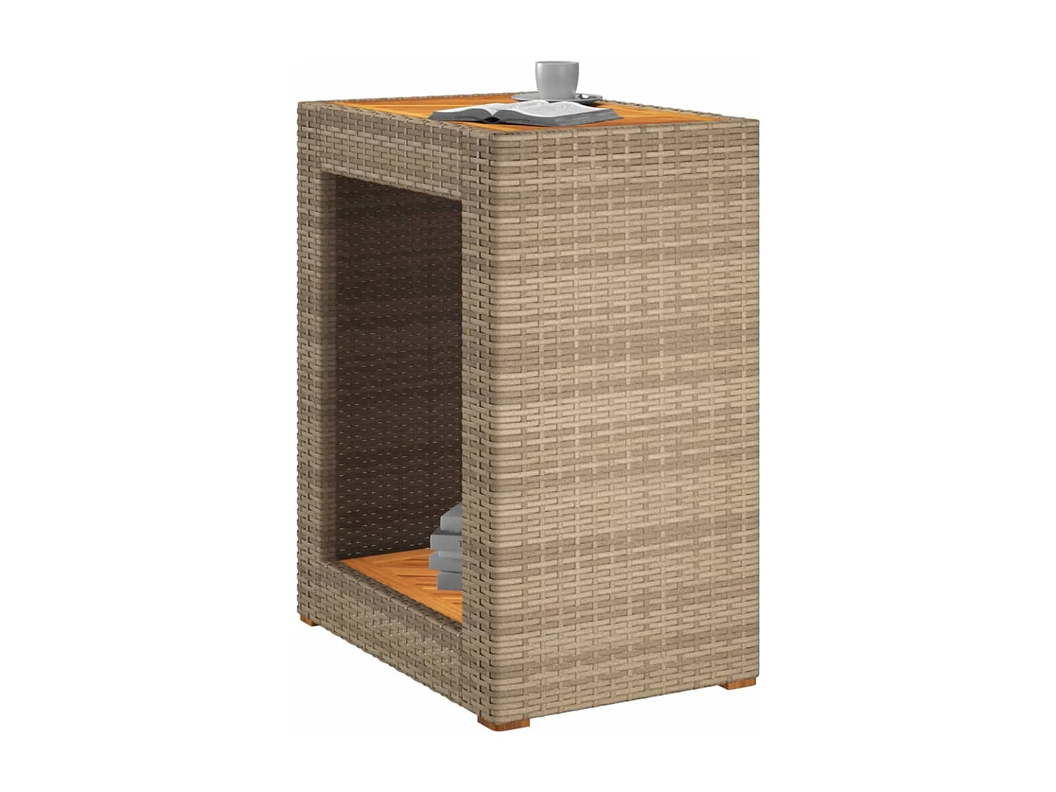 Kävlinge  Table d'appoint de jardin dessus en bois beige 60x40x75 cm