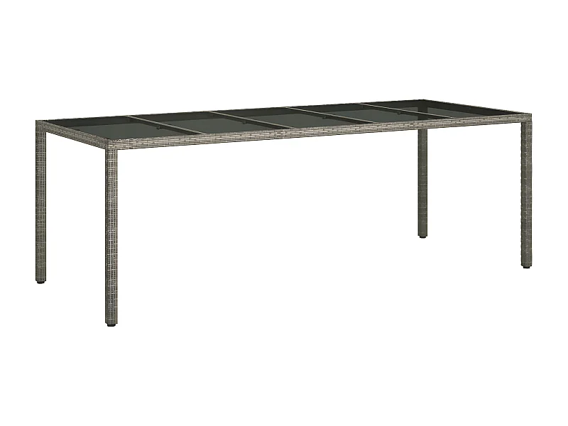 Roos  Tuintafel 250x100x75 cm gehard glas en poly rattan grijs