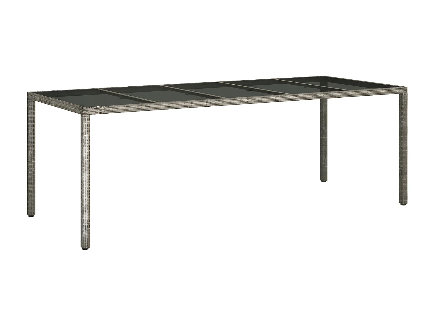 Roos  Tuintafel 250x100x75 cm gehard glas en poly rattan grijs