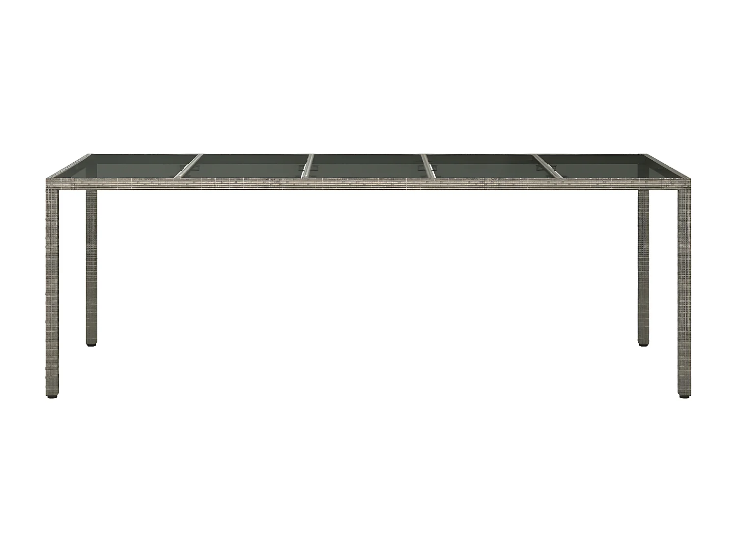 Roos  Tuintafel 250x100x75 cm gehard glas en poly rattan grijs