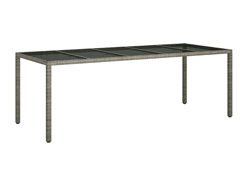 Roos  Table de jardin gris 250x100x75 cm Verre trempé et poly rotin