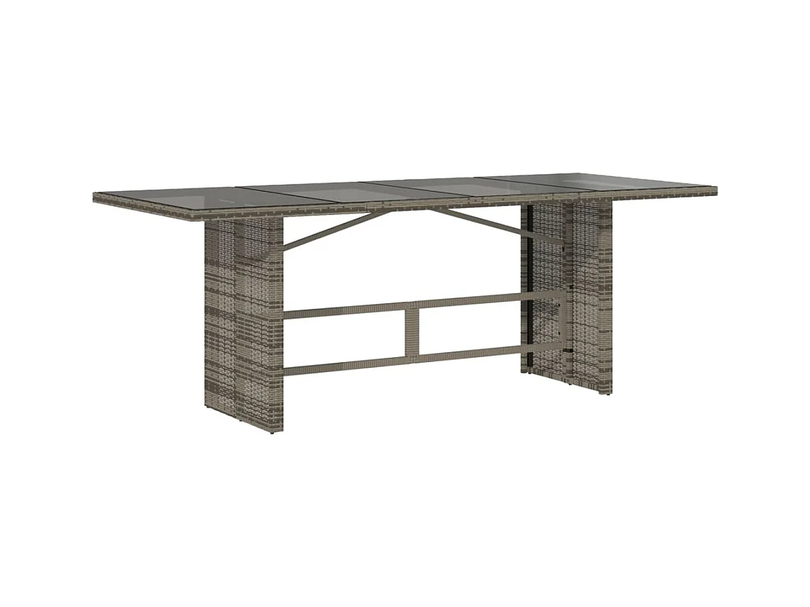 Cavan Lower  Table de jardin dessus en verre gris 190x80x74cm résine tressée