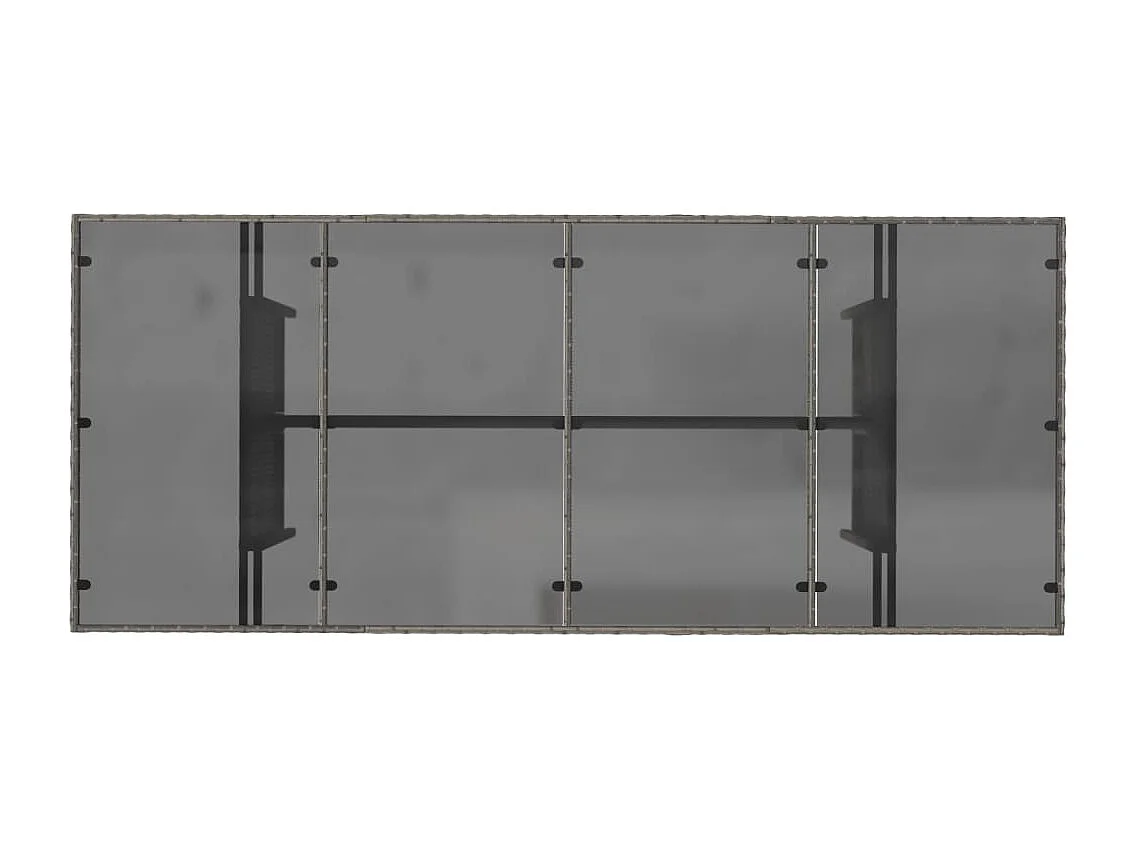 Cavan Lower  Table de jardin dessus en verre gris 190x80x74cm résine tressée