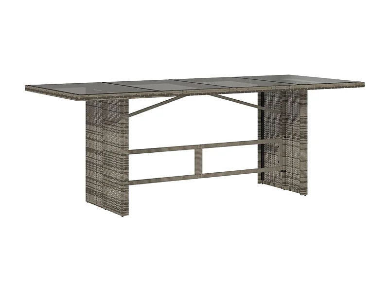 Cavan Lower  Table de jardin dessus en verre gris 190x80x74cm résine tressée