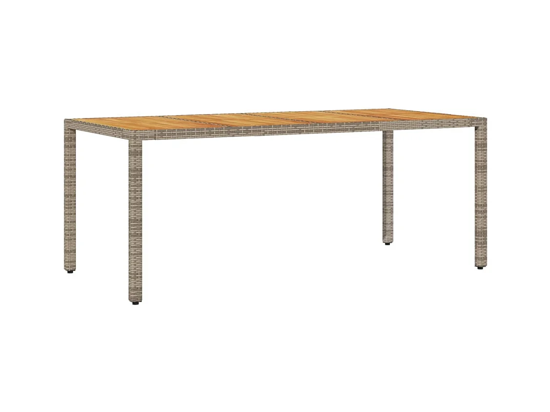 Berrin  Tuintafel met acaciahouten blad 190x90x75 cm poly rattan grijs