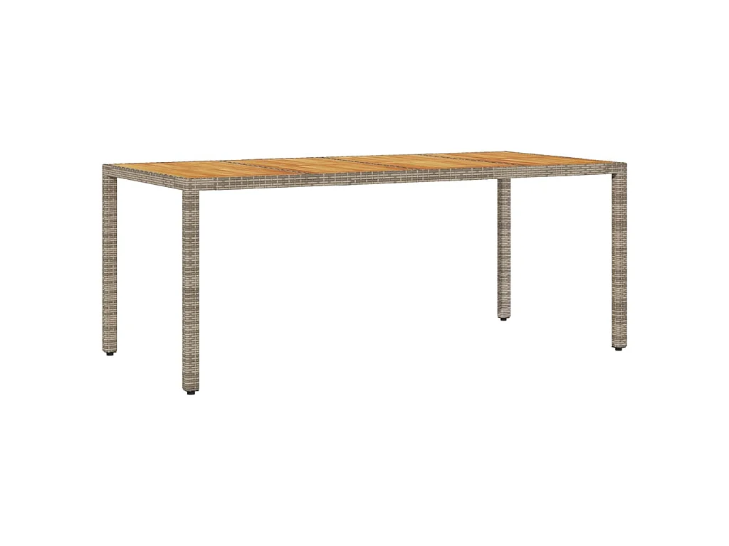 Berrin  Tavolo Giardino Piano Legno Acacia Grigio 190x90x75 Polyrattan