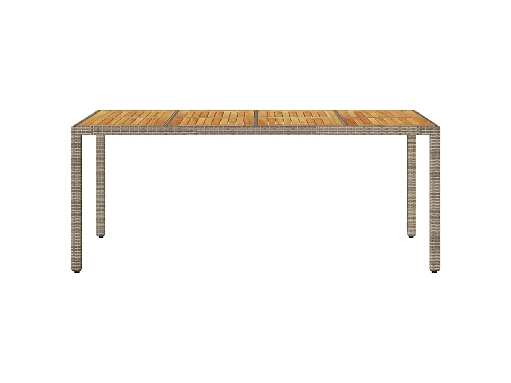 Berrin  Tavolo Giardino Piano Legno Acacia Grigio 190x90x75 Polyrattan