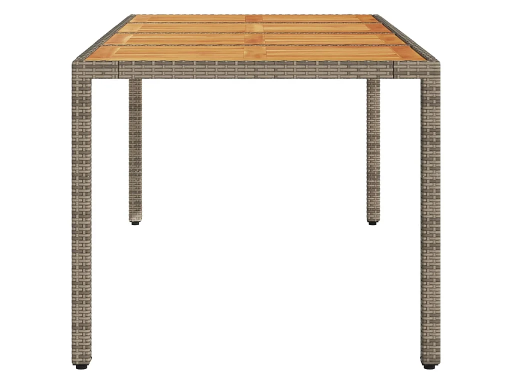Berrin  Tavolo Giardino Piano Legno Acacia Grigio 190x90x75 Polyrattan