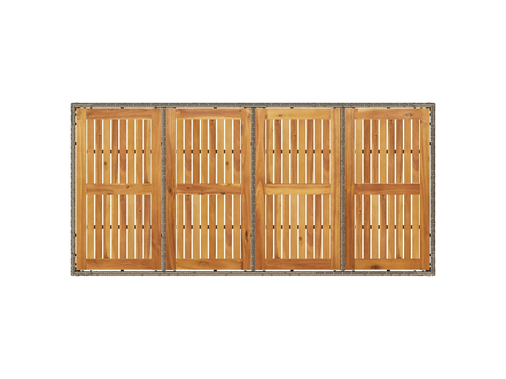 Berrin  Tavolo Giardino Piano Legno Acacia Grigio 190x90x75 Polyrattan