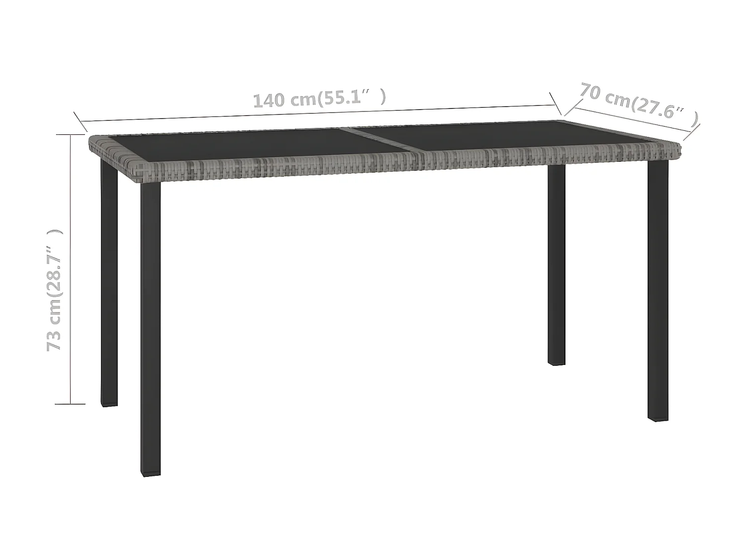 Natalie Hope  Tavolo da Pranzo da Giardino Grigio 140x70x73 cm in Polyrattan