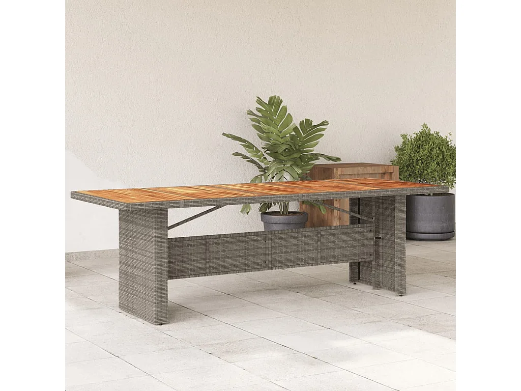 Michiel  Table de jardin et dessus en bois d'acacia gris résine tressée