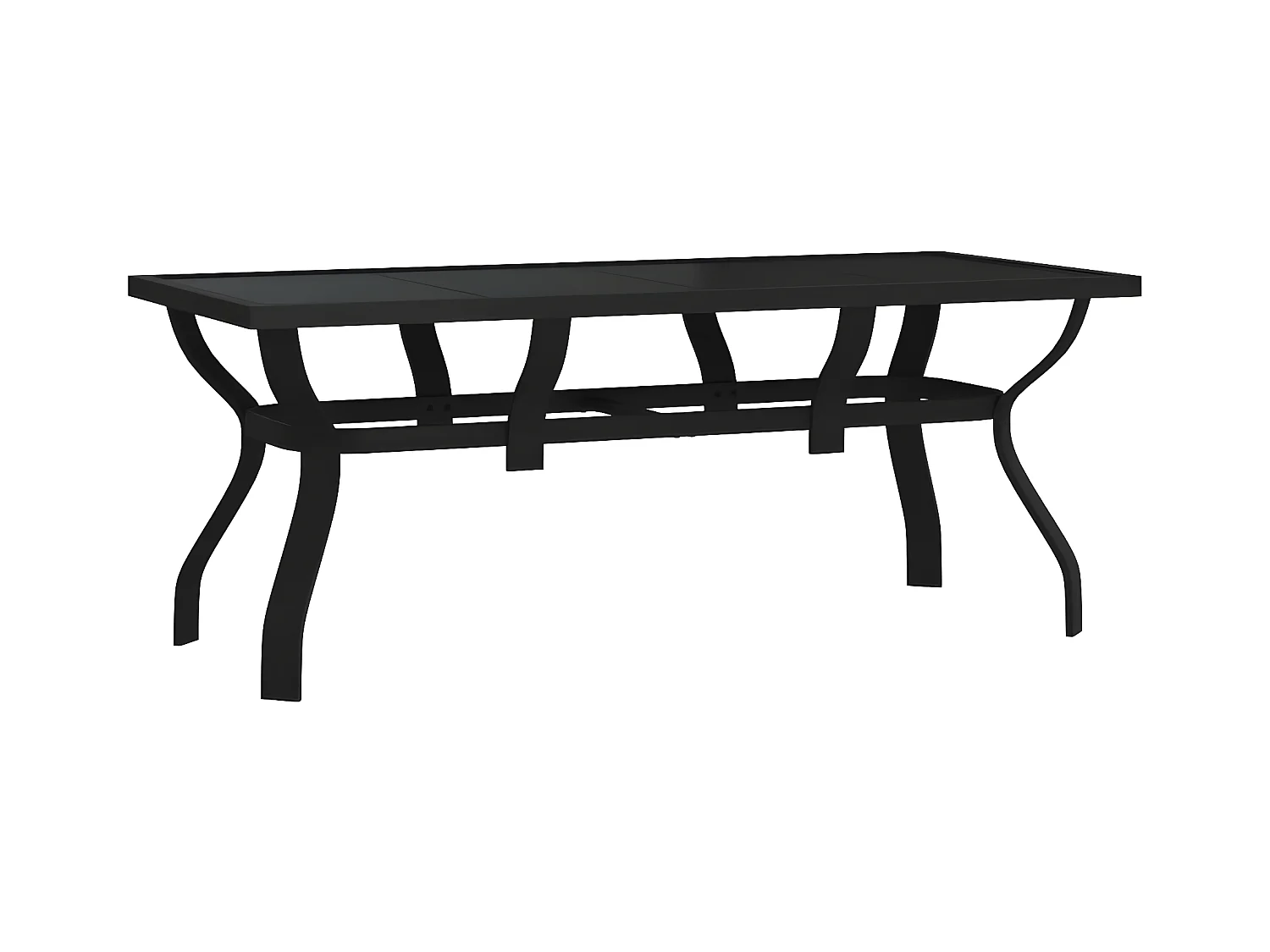 Eline  Table de jardin Noir 180x80x70 cm Acier et verre