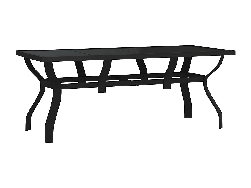 Eline  Table de jardin Noir 180x80x70 cm Acier et verre