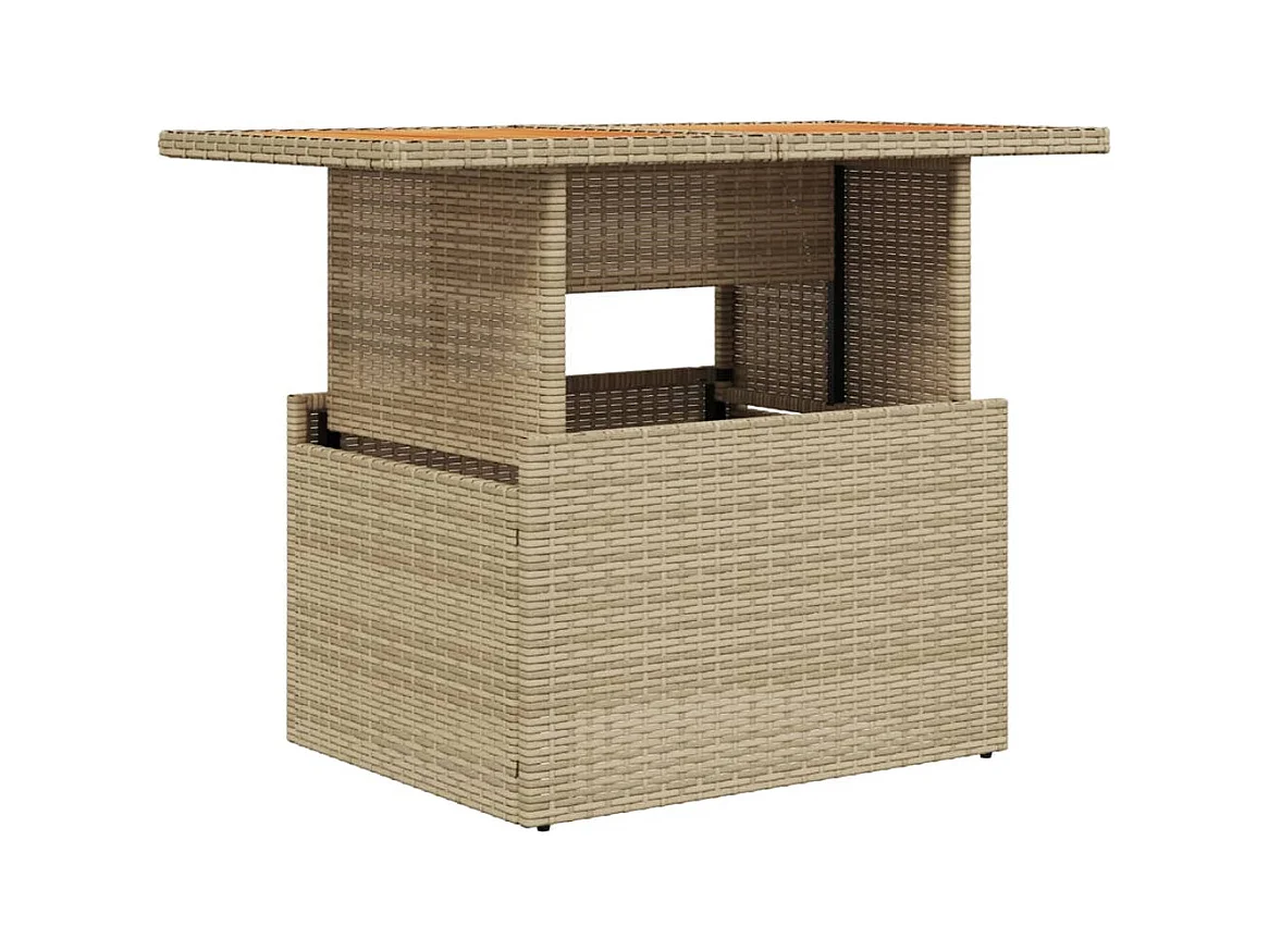 Pyr  Table de jardin beige 100x55x73cm résine tressée et bois acacia
