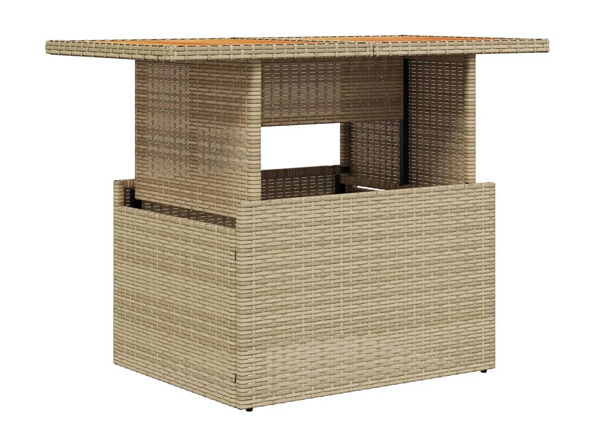 Pyr  Tuintafel 100x55x73 cm poly rattan en acaciahout beige