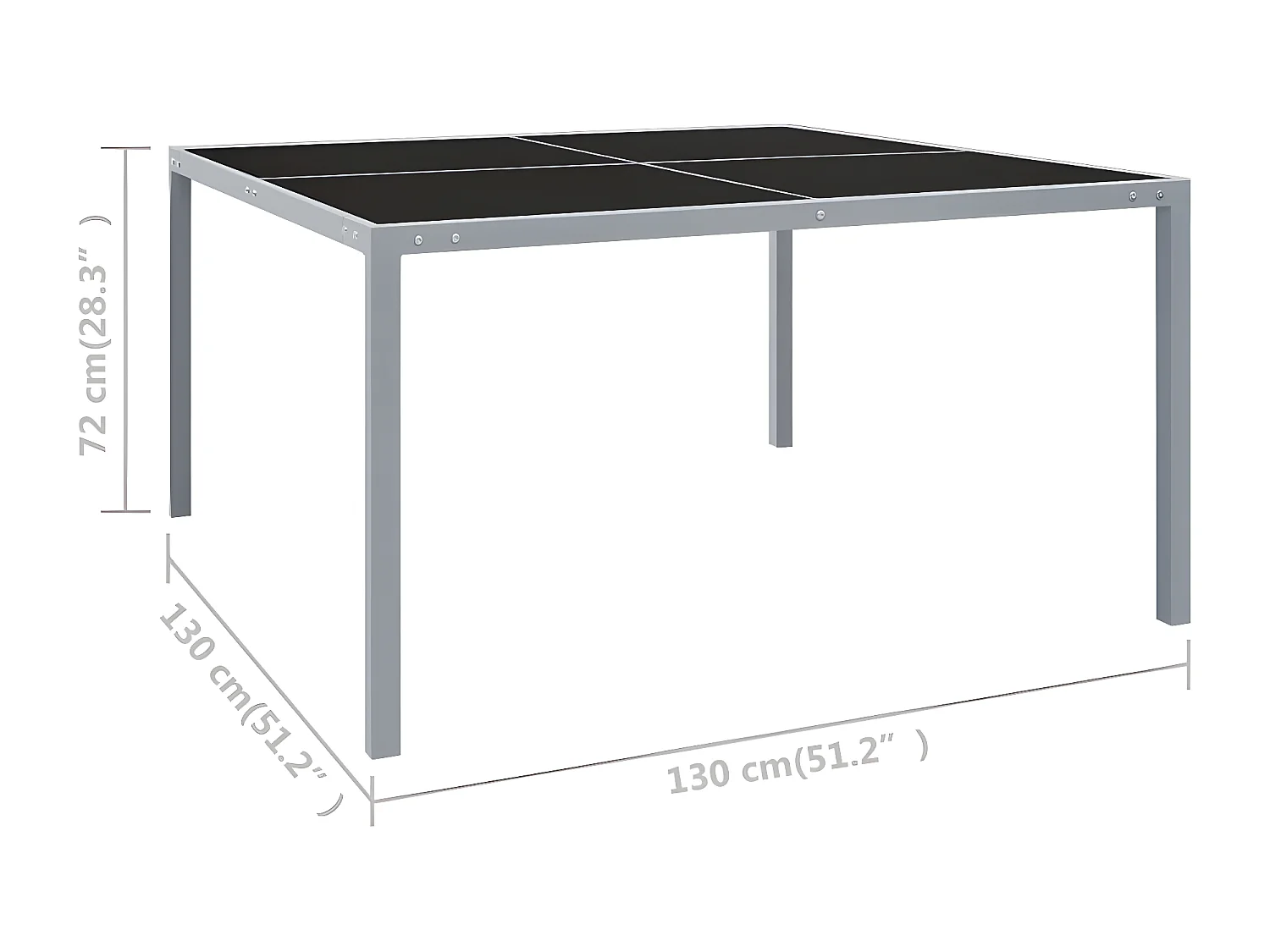 Garden Furniture -  Table de jardin 130x130x72 cm Gris Acier et verre
