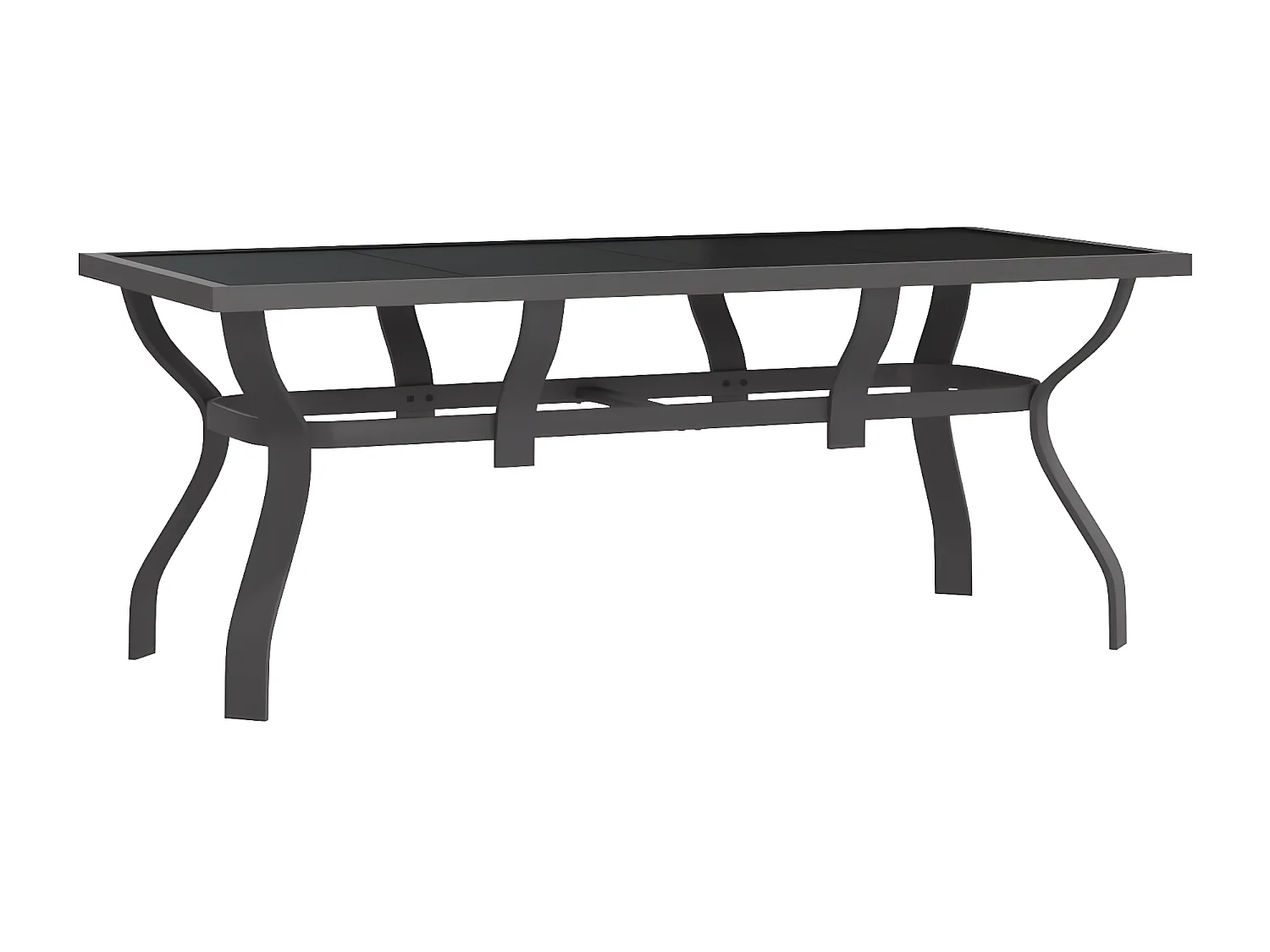 Eline  Table de jardin Gris et noir 180x80x70 cm Acier et verre