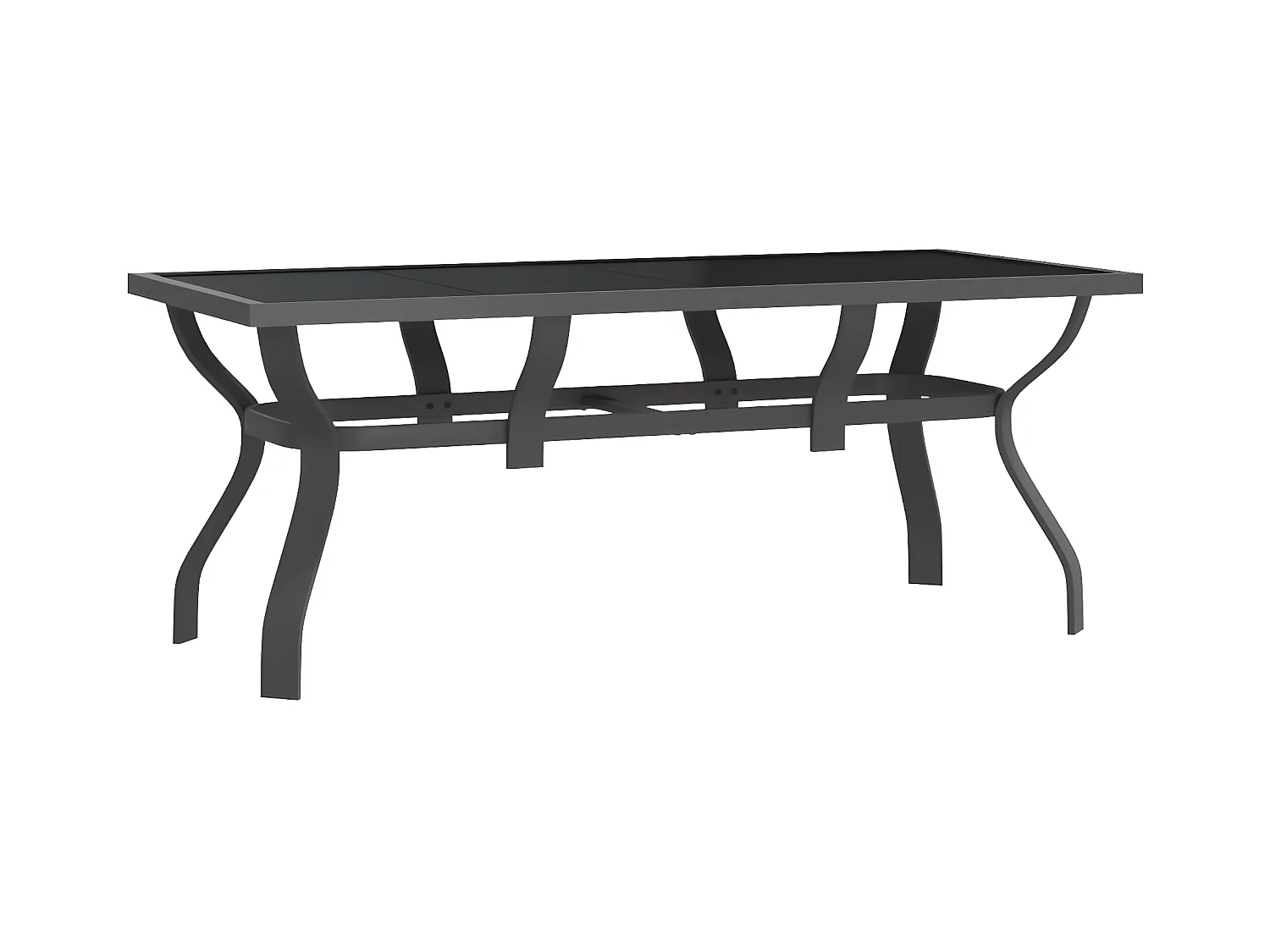 Eline  Table de jardin Gris et noir 180x80x70 cm Acier et verre