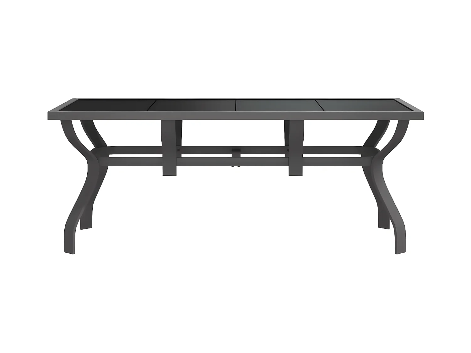 Eline  Gartentisch Grau und Schwarz 180x80x70 cm Stahl und Glas