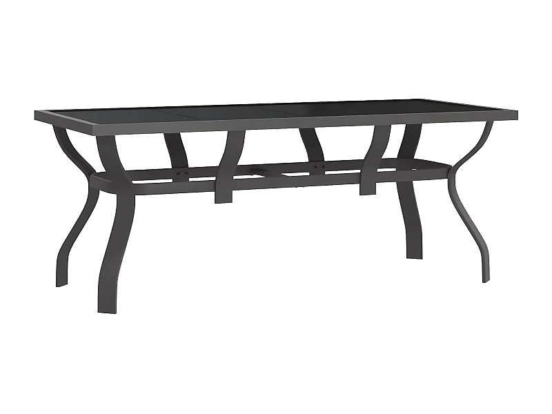 Eline  Table de jardin Gris et noir 180x80x70 cm Acier et verre