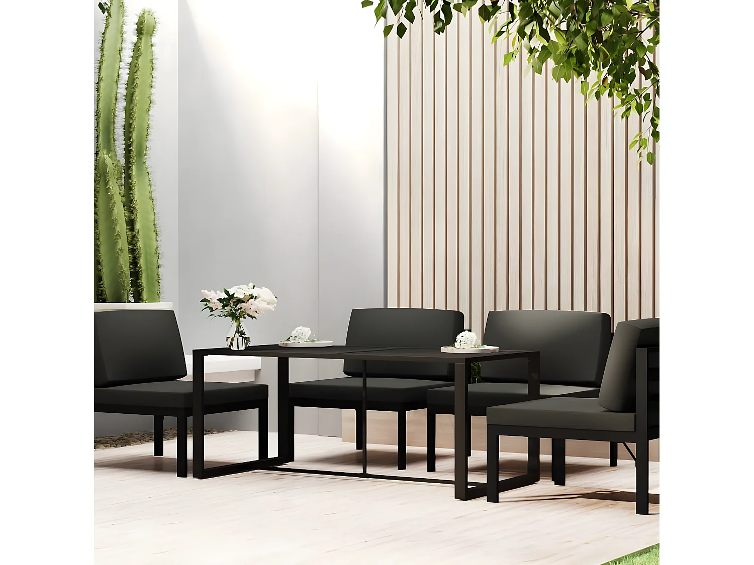 Garden Furniture -  Mesa de comedor de jardín aluminio gris antracita 120x60x66cm