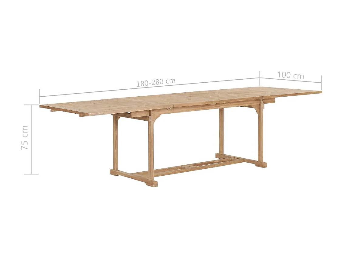 Sylanor  Table extensible de jardin 180-280x100x75 cm Teck solide