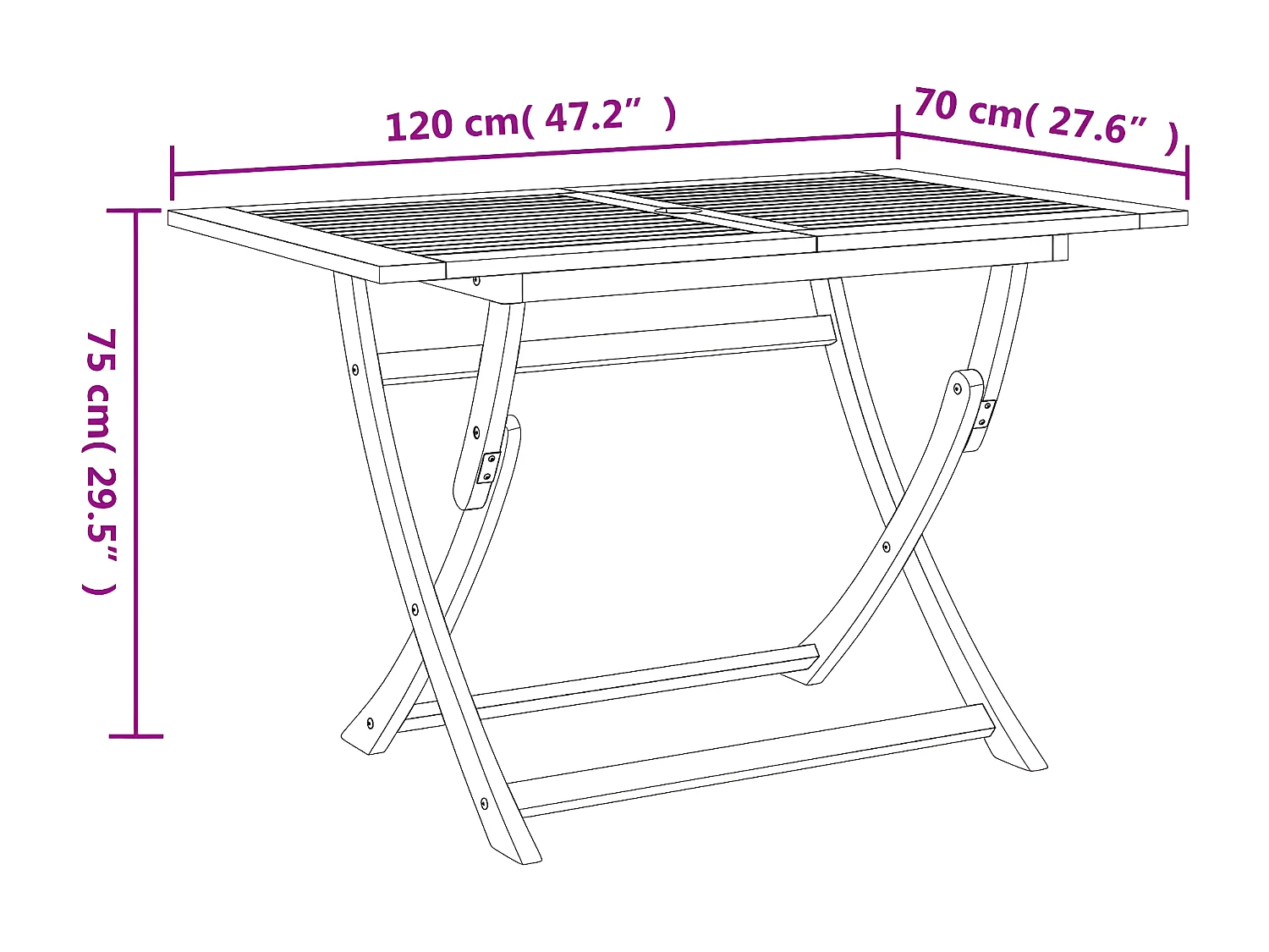 Celronor  Gartentisch Klappbar 120x70x75 cm Massivholz Akazie