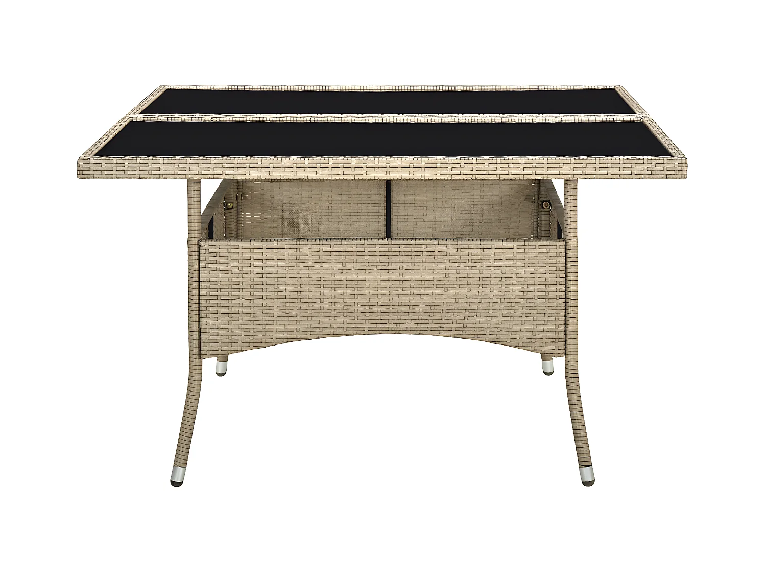 Tancredi  Table à dîner d'extérieur Beige Résine tressée et verre