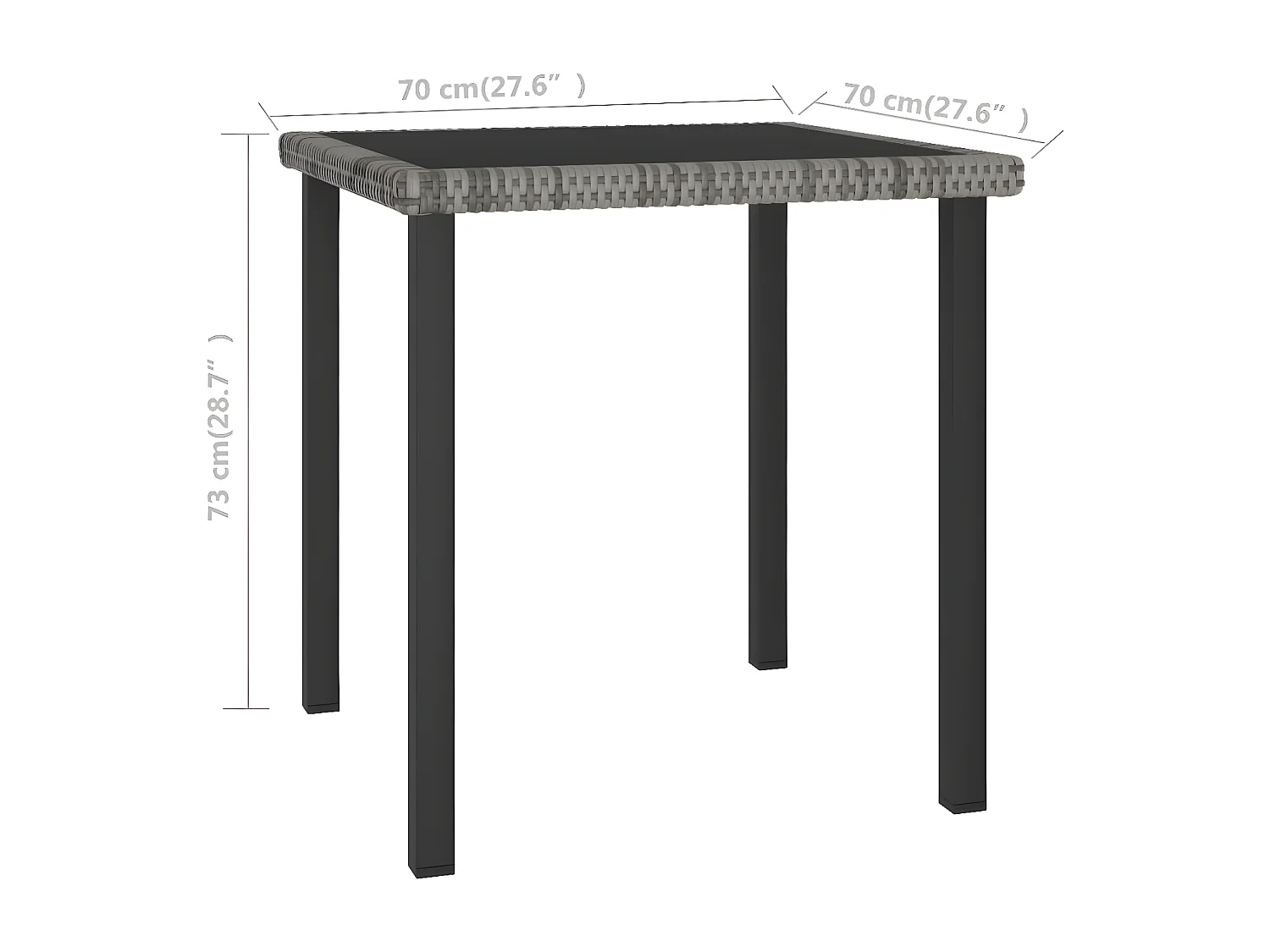 Natalie Hope  Tuintafel 70x70x73 cm poly rattan grijs