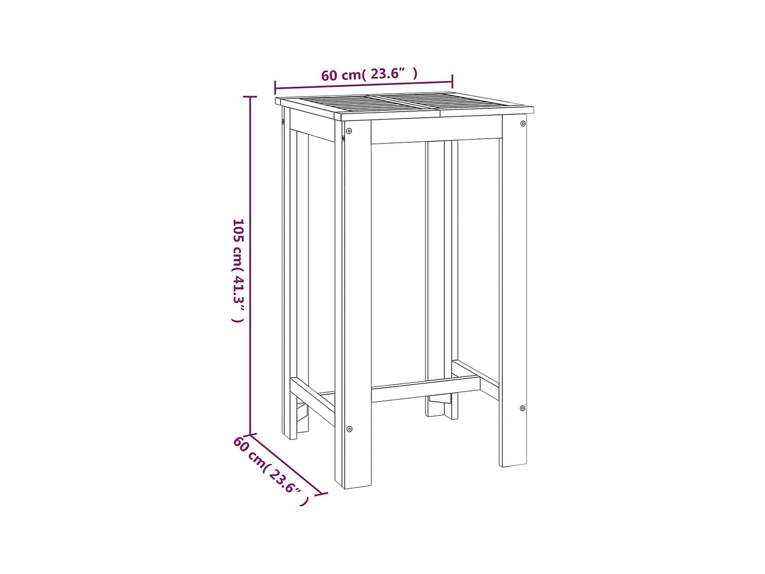 Jean-Alphonse  Tuinbartafel 60x60x105 cm massief acaciahout
