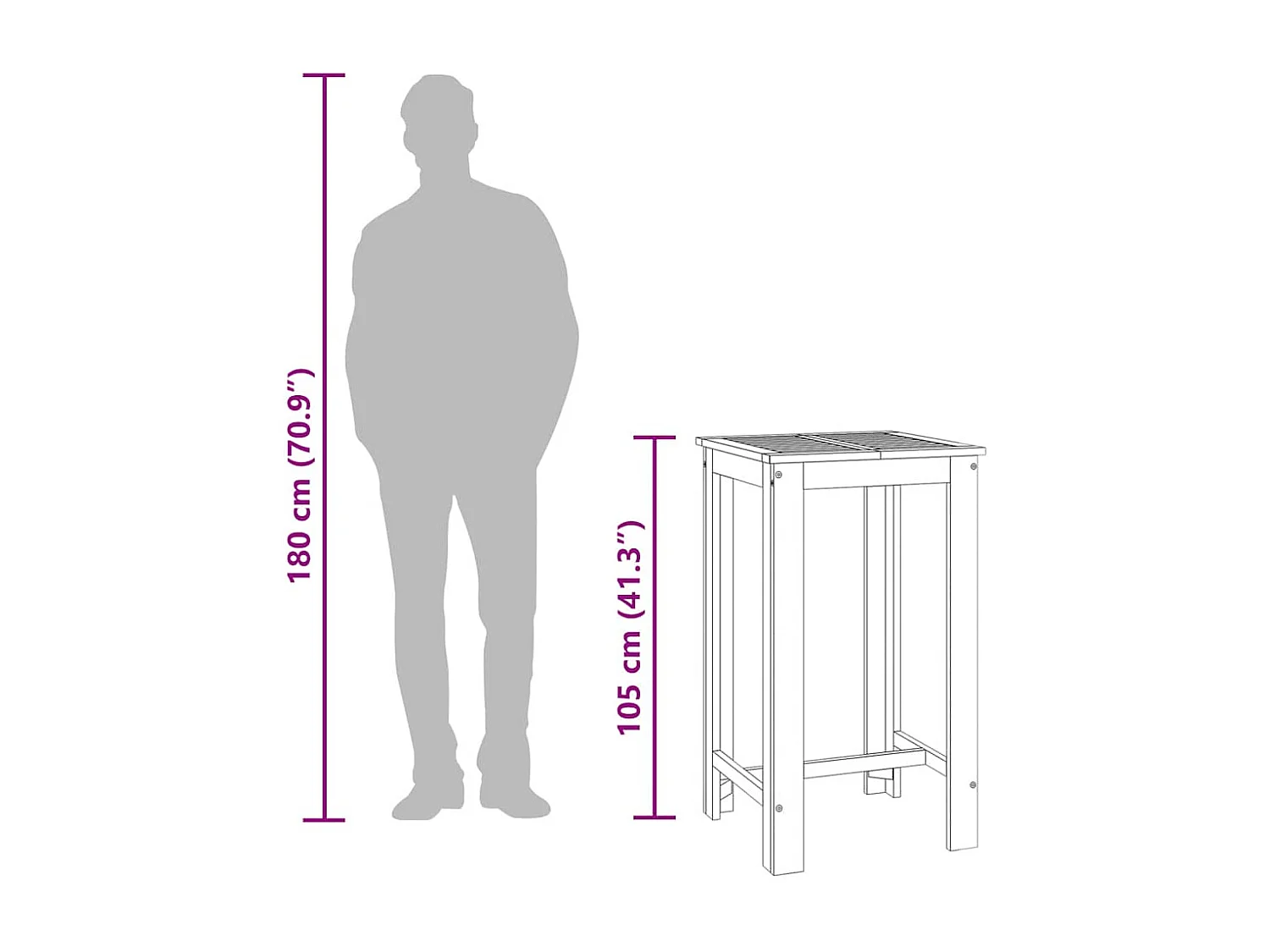 Jean-Alphonse  Tuinbartafel 60x60x105 cm massief acaciahout