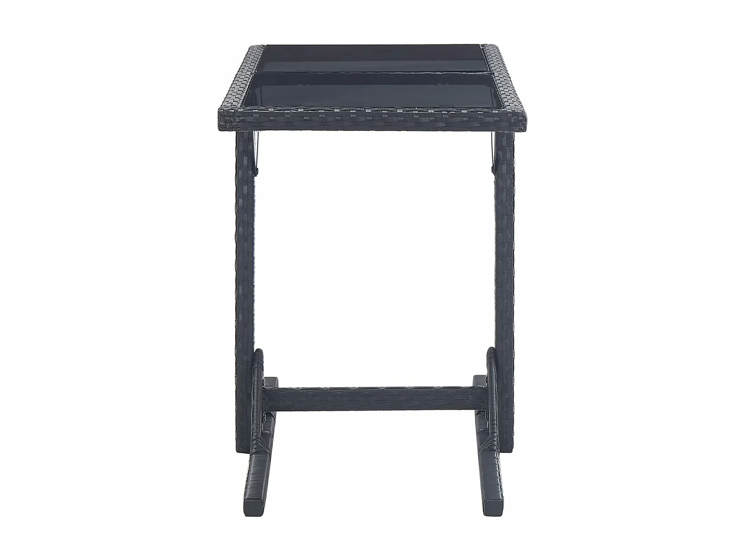 Drumsna  Tuintafel 110x53x72 cm glas en poly rattan zwart