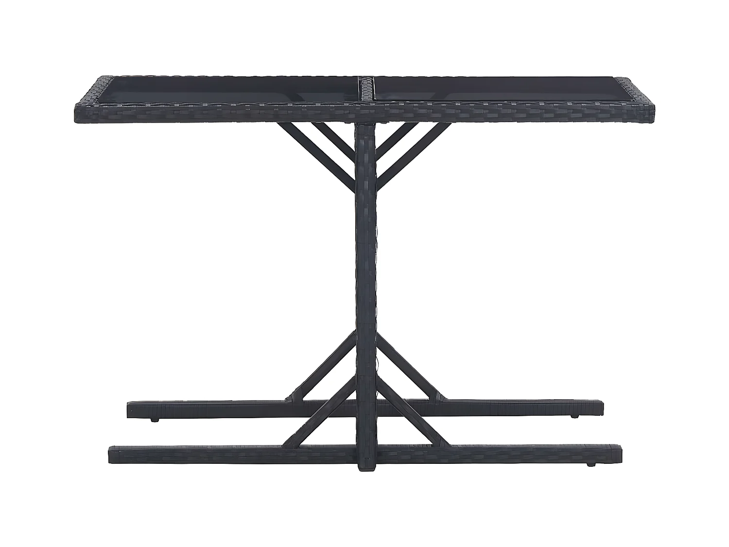 Drumsna  Table de jardin Noir 110x53x72 cm Verre et résine tressée