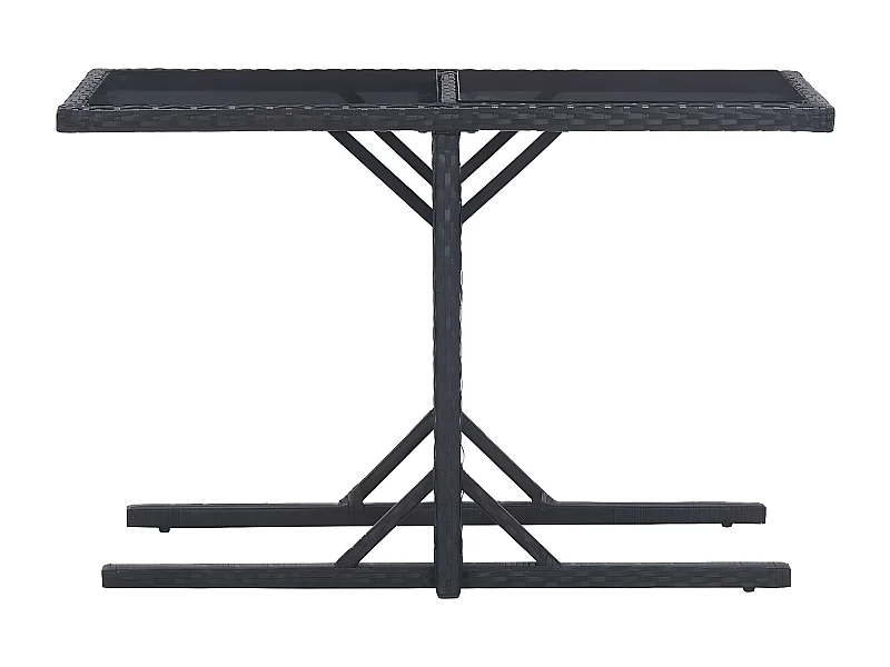 Drumsna  Table de jardin Noir 110x53x72 cm Verre et résine tressée