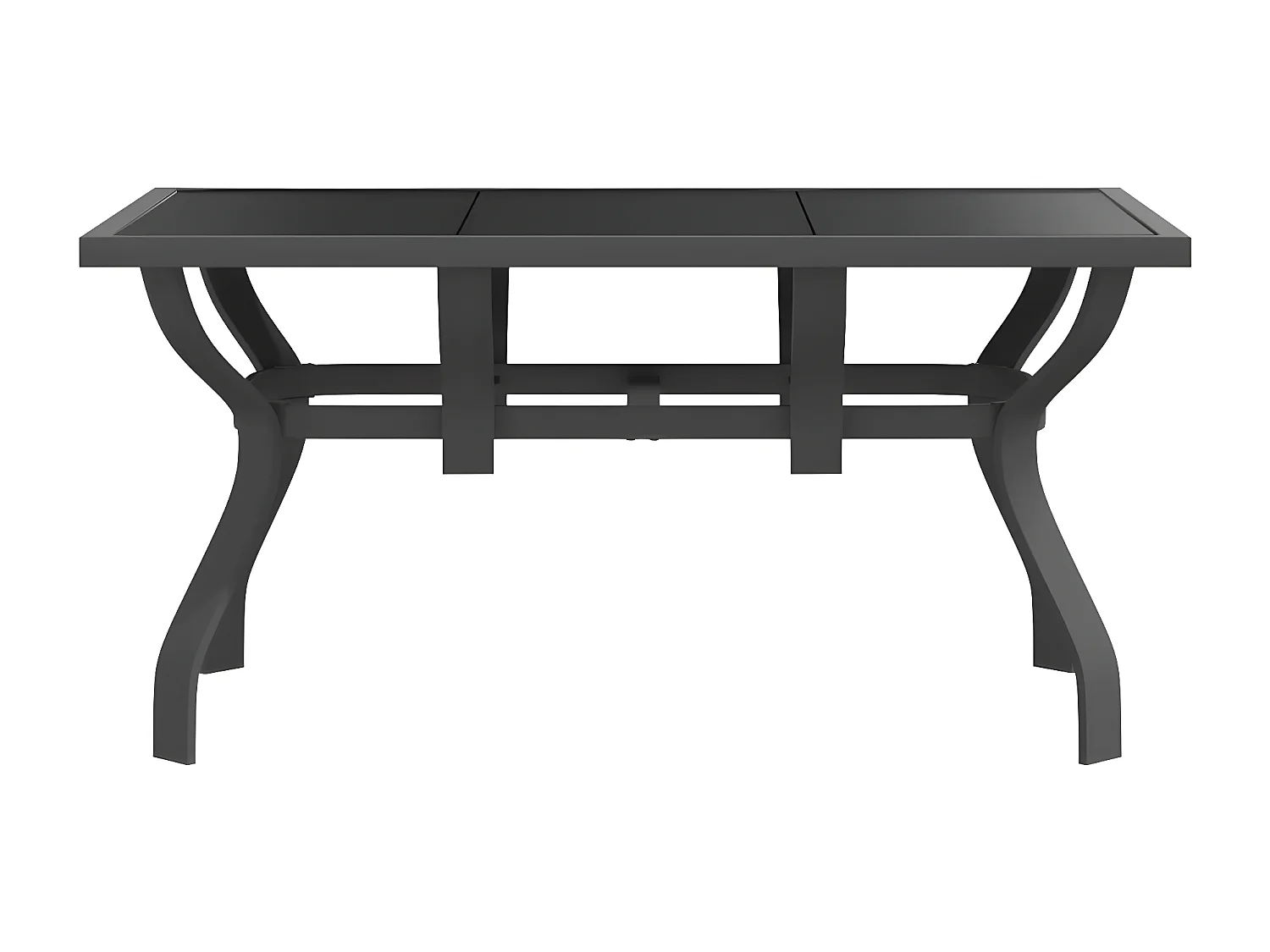 Eline  Table de jardin Gris et noir 140x70x70 cm Acier et verre