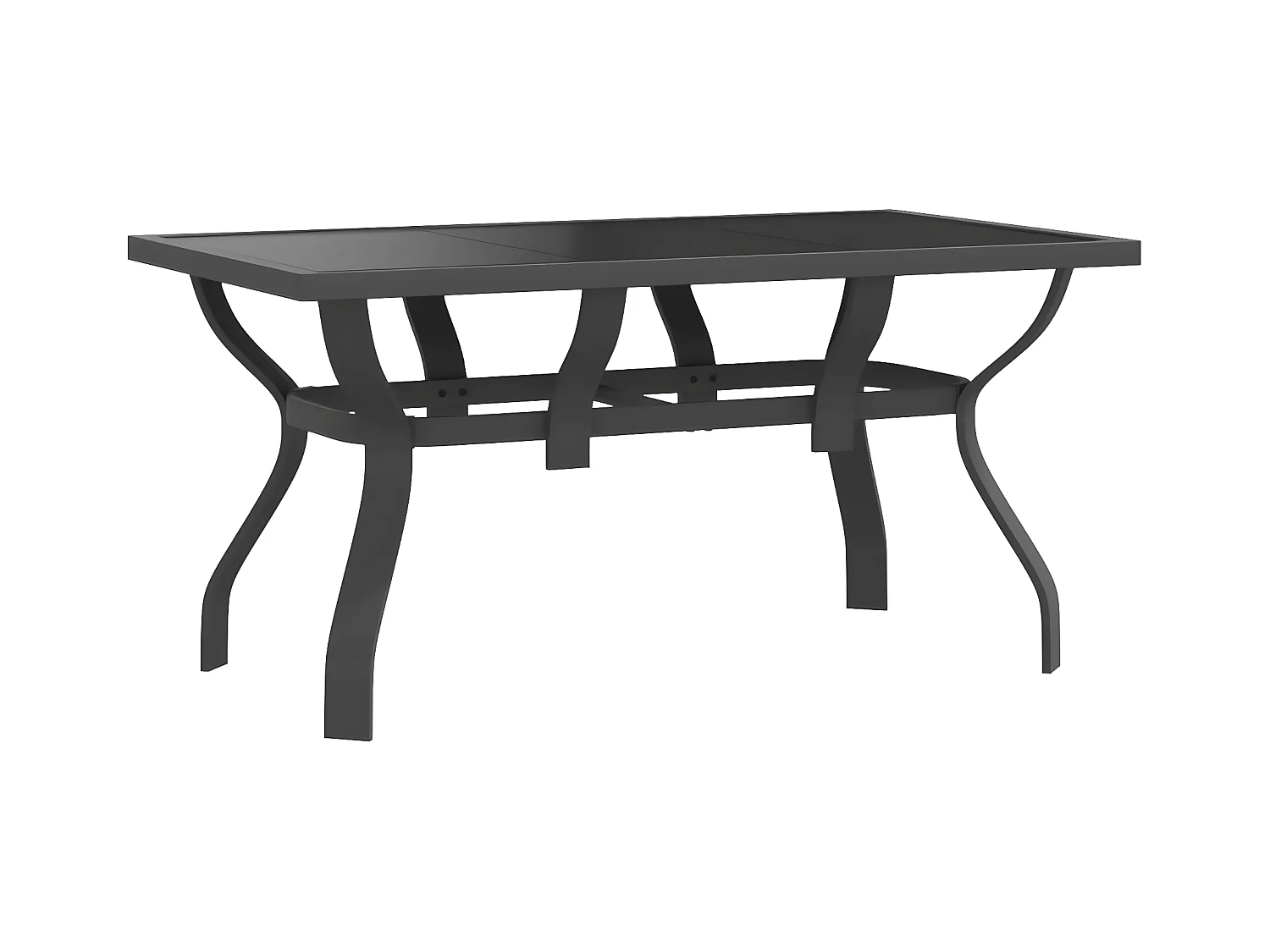 Eline  Table de jardin Gris et noir 140x70x70 cm Acier et verre