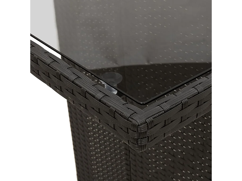 Cavan Lower  Mesa de jardín superficie de vidrio ratán PE negro 190x80x74 cm