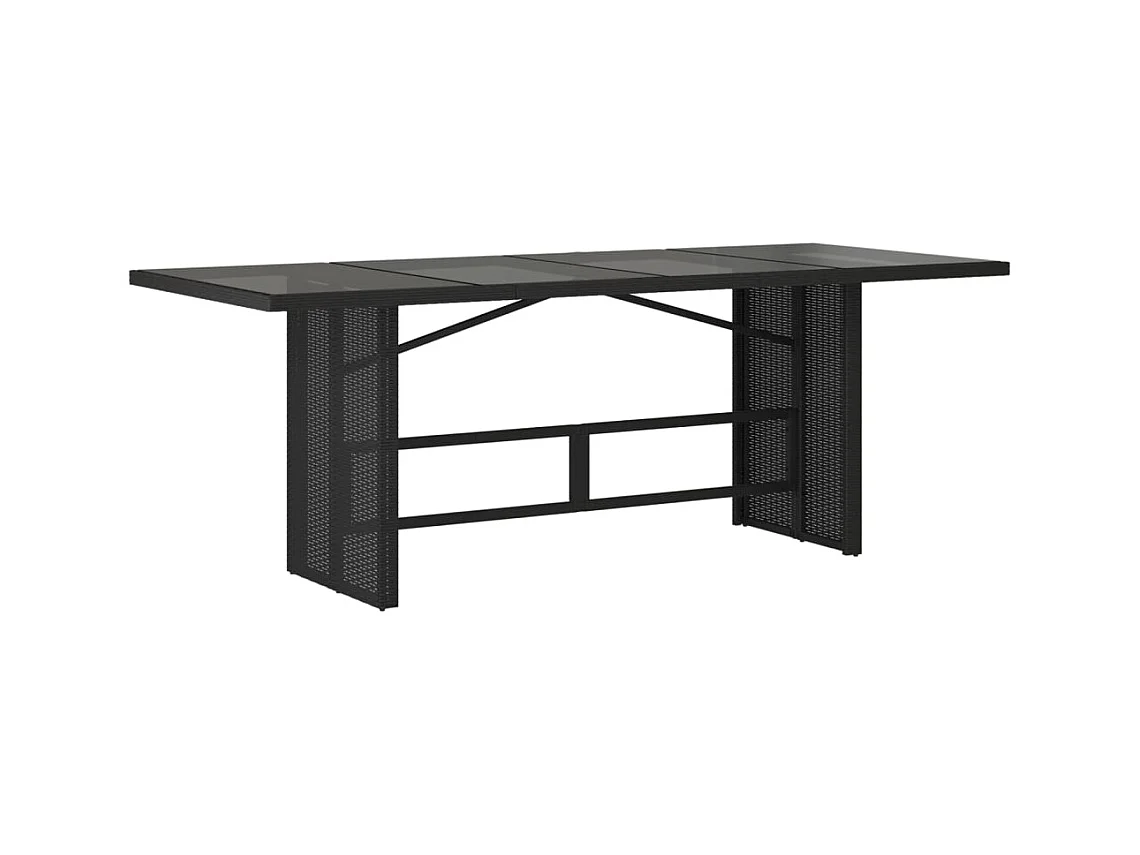 Cavan Lower  Table de jardin dessus en verre noir 190x80x74cm résine tressée