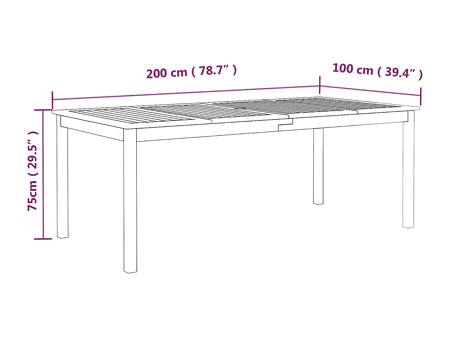 Mordric  Table de jardin Gris 200x100x75 cm Bois d'acacia solide