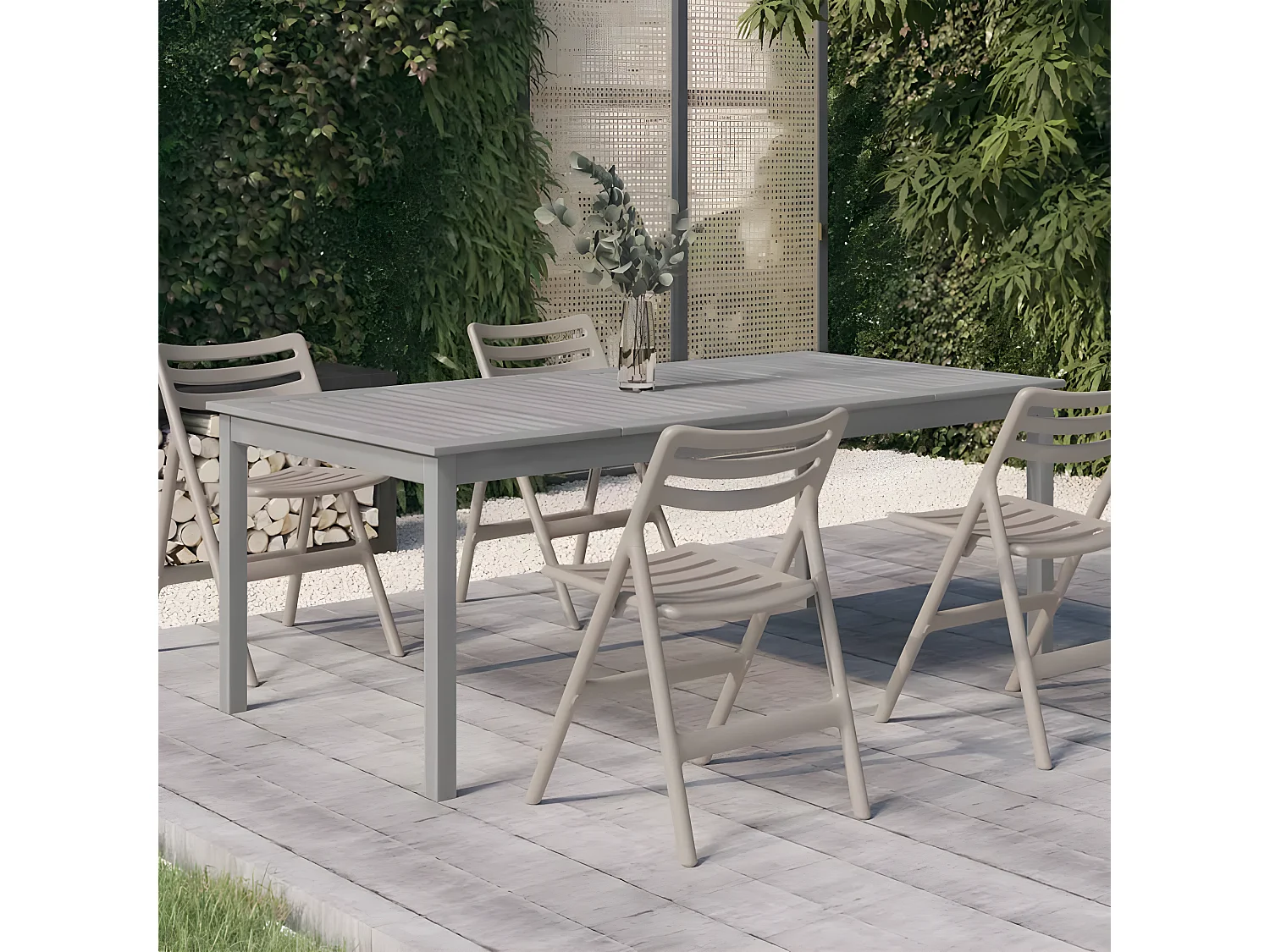 Mordric  Table de jardin Gris 200x100x75 cm Bois d'acacia solide