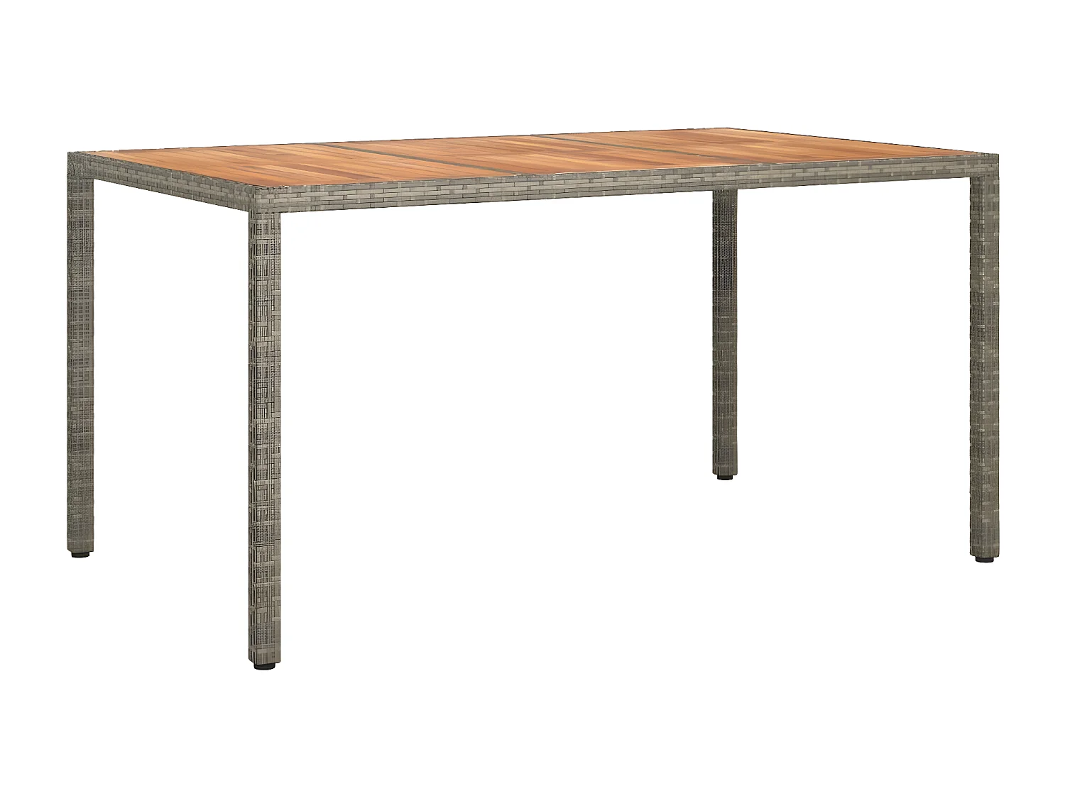 Fryssa  Table de jardin 150x90x75 cm Résine tressée bois d'acacia Gris