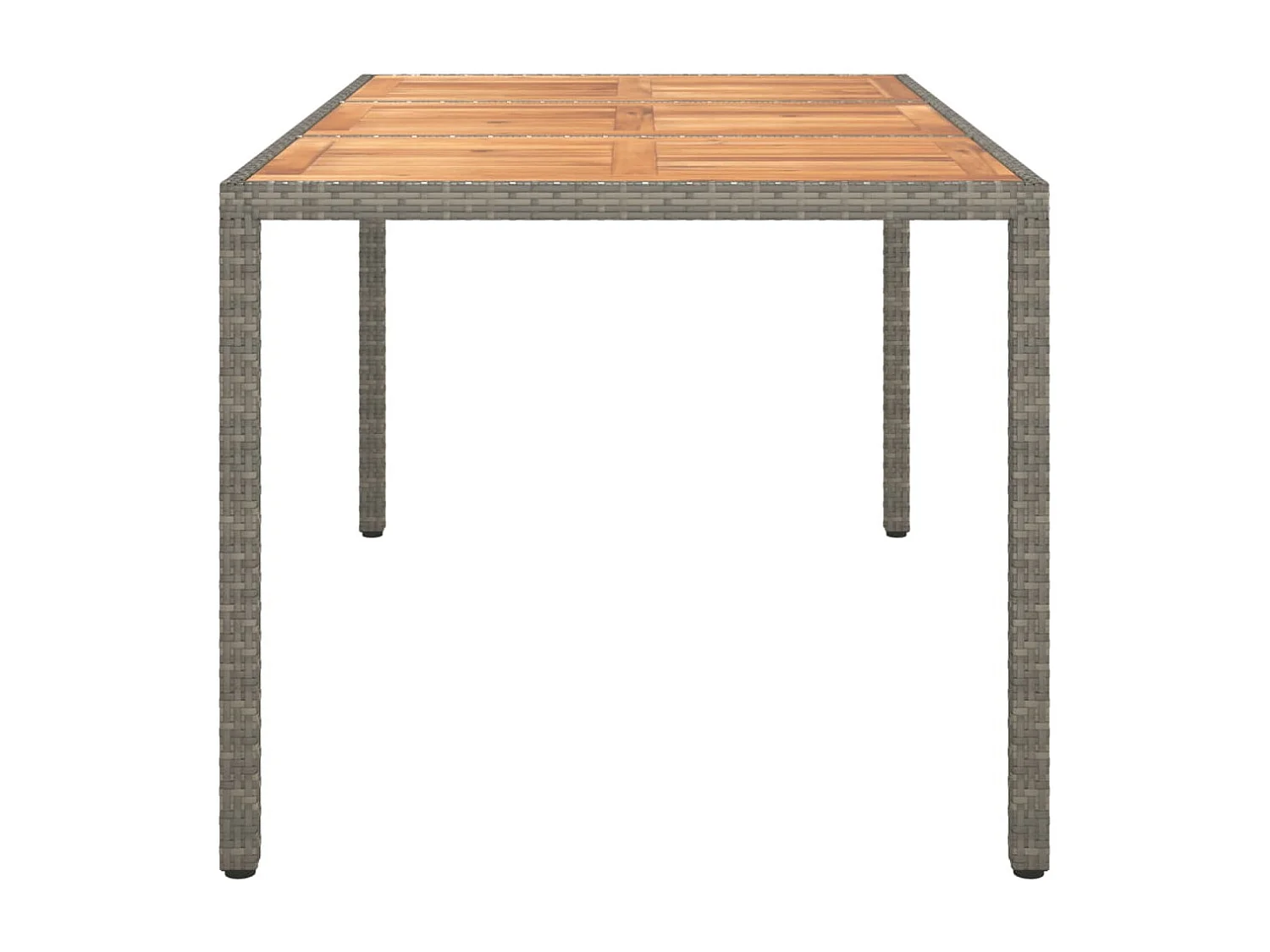Fryssa  Table de jardin 150x90x75 cm Résine tressée bois d'acacia Gris