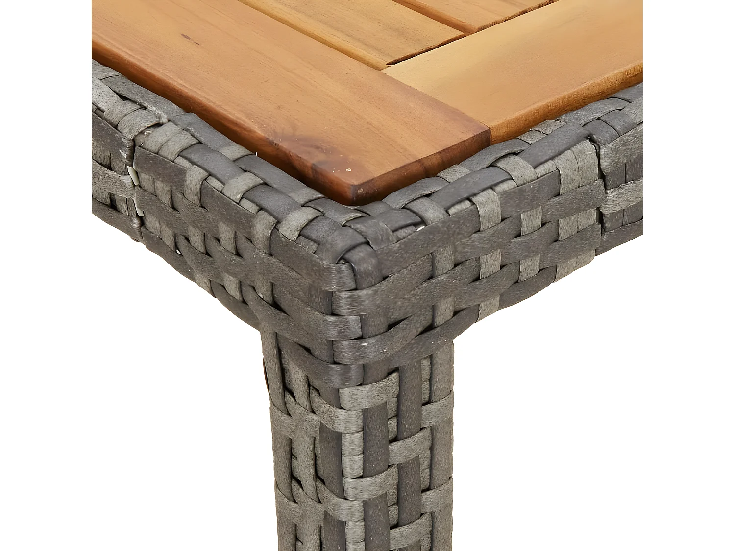 Fryssa  Table de jardin 150x90x75 cm Résine tressée bois d'acacia Gris