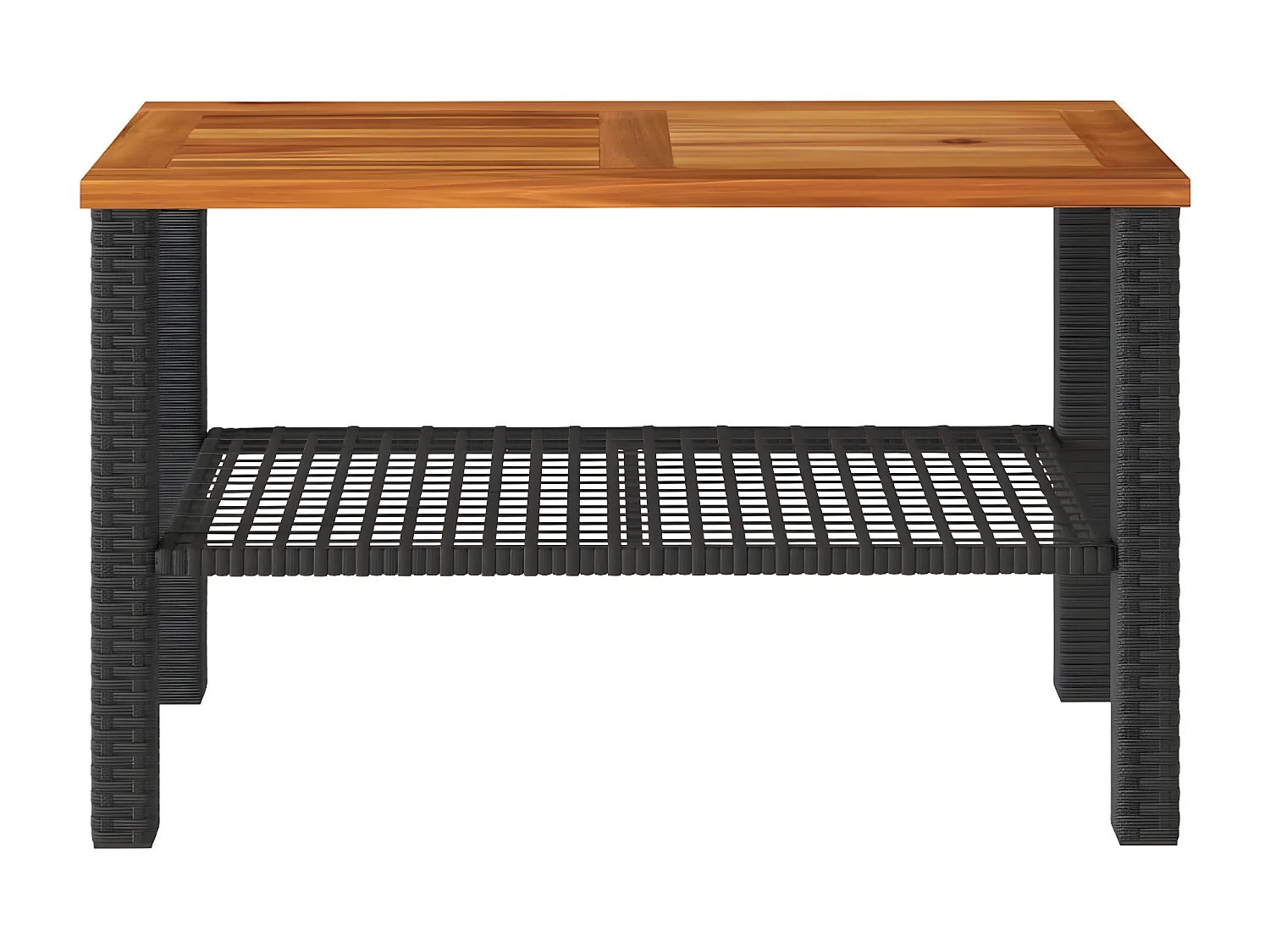 Centreville  Table de jardin noir 70x38x42 cm résine tressée et bois acacia